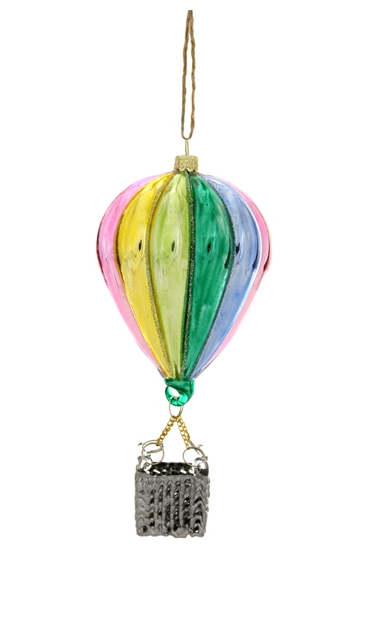 Colorful Hot Air Ballon Glass Ornament