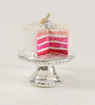 Cake Stand with Pink Cake Ornament