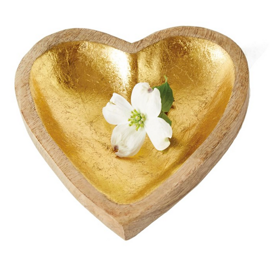 Wood Heart Bowl with Gold Leaf