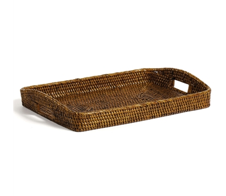 Large Rattan Rectangular Tray