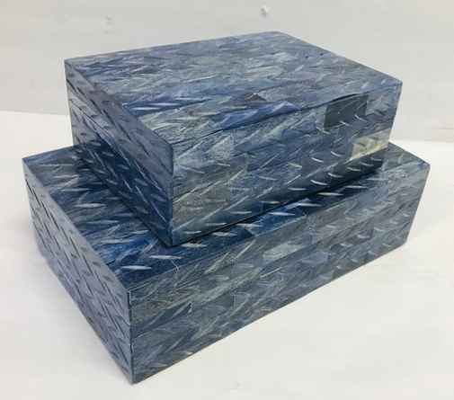 Blue Chevron Bone Box