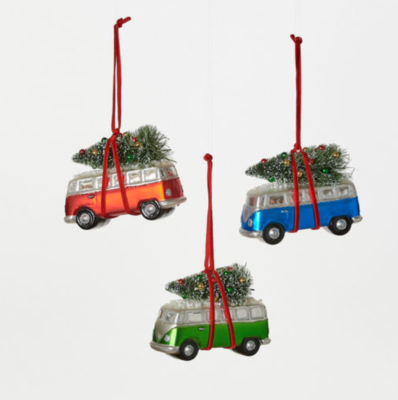 Bus with Christmas Tree Ornament