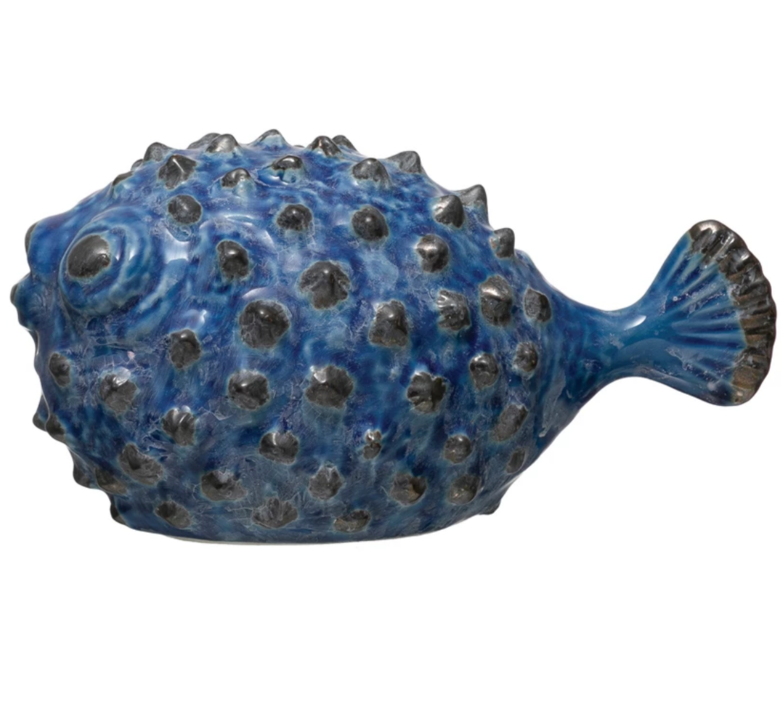Blue Ceramic Puffer Fish