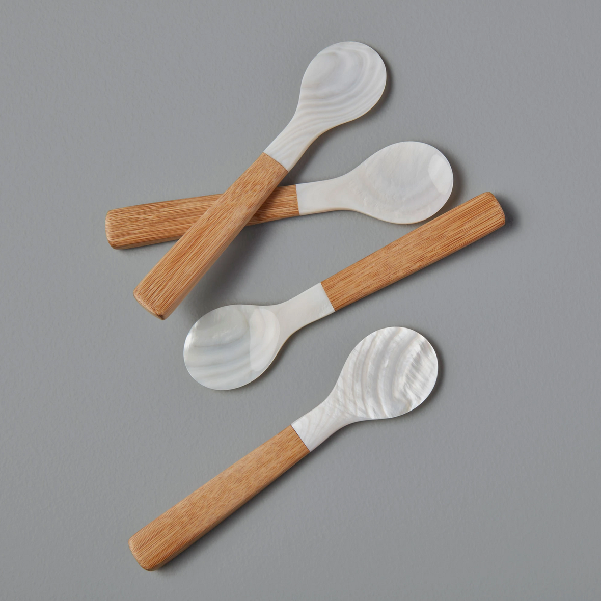Seashell &amp; Bamboo Spoons, set of 4