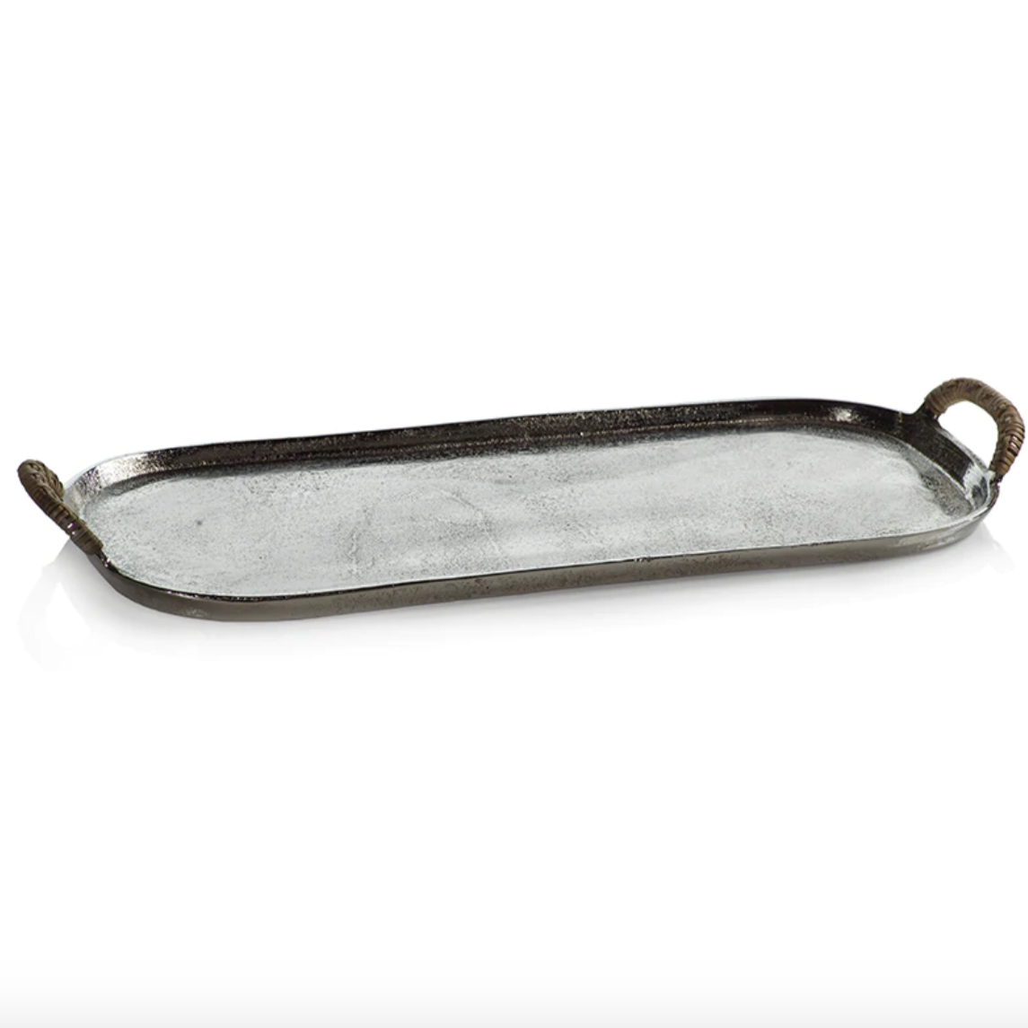 Silver Tray with Wrapped Handles