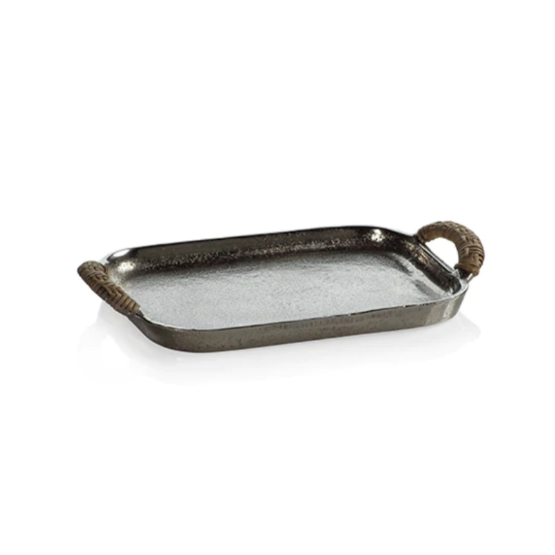Silver Tray with Wrapped Handles