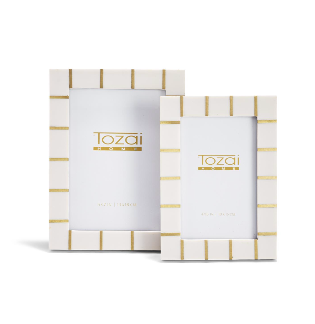 Ivory with Brass Line Frames